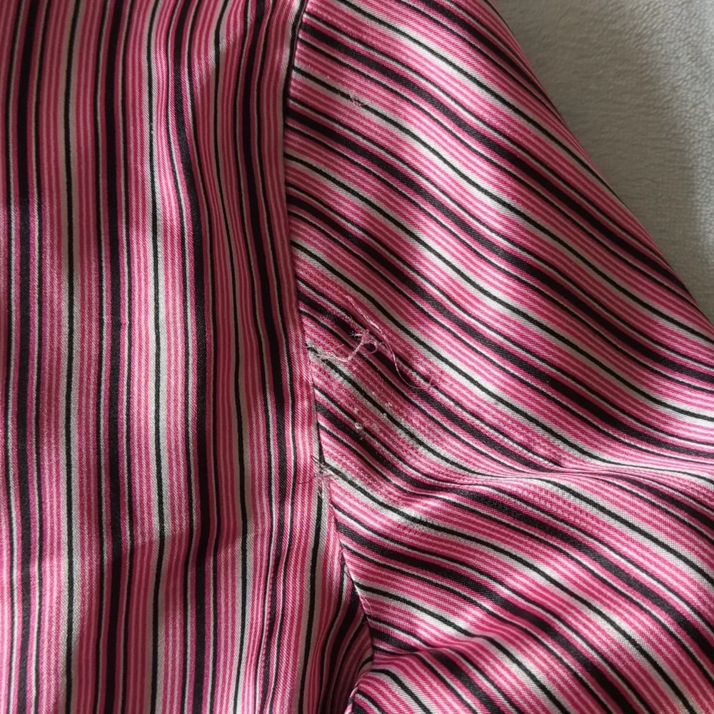 Ambrielle Satin long sleeve striped pajama set, pink, black, silver (M) - Picture 4 of 7